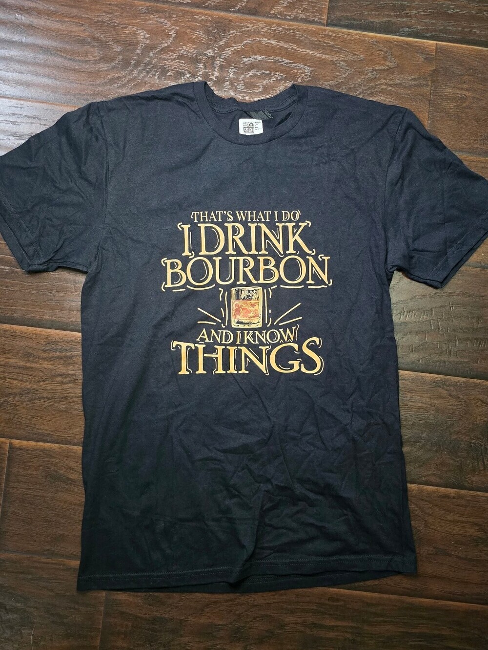 NWOT I drink Bourbon and I know things Mens Black Short Sleeve Tee Medium